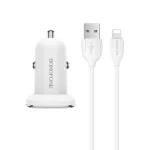 شارژر فندکی دو پورت Borofone مدل BZ12 به همراه کابل تبدیل Lightning (گارانتی دار)