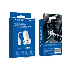 شارژر فندکی دو پورت Borofone مدل BZ12A به همراه کابل تبدیل TYPE C-USB (گارانتی دار)
