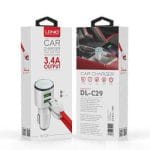شارژر فندکی دو پورت LDNIO مدل DL-C29 (به همراه کابل شارژ کنفی)
